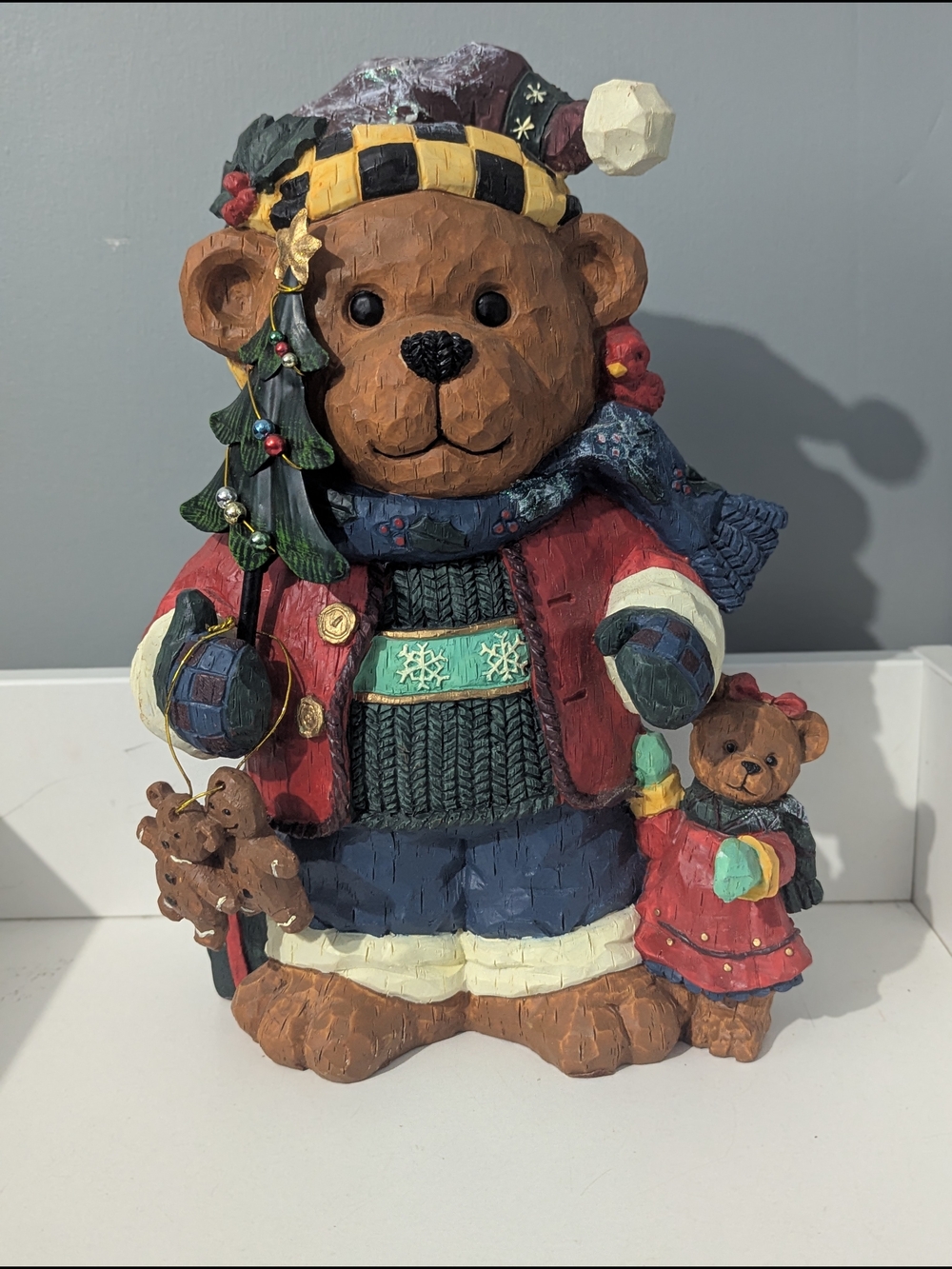 Christmas Vintage Bear Rustic Holiday Decoration Figurine Whimsical Country